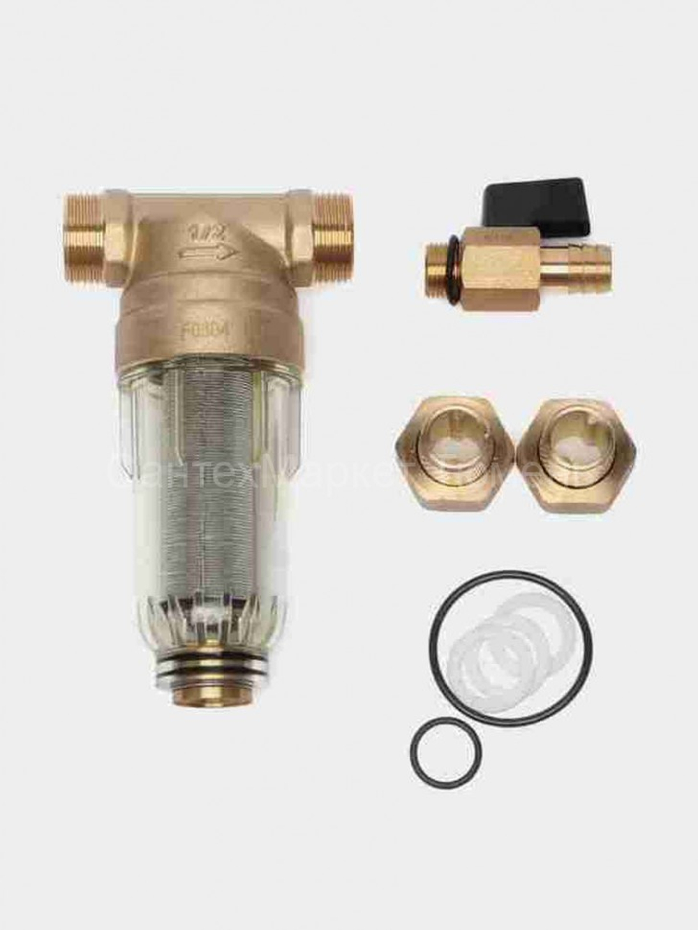 Фильтр промывной Tim 1/2" стеклянный корпус без манометра