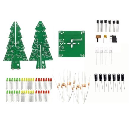 Набор для самостоятельной сборки и пайки (конструктор) "Новогодняя / рождественская елка 3D"