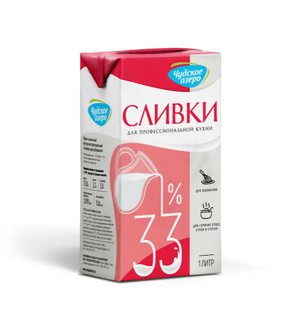 Сливки Чудское Озеро 33%, 1 л