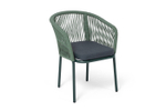 "Марсель" стул плетеный из роупа, каркас алюминий RAL6036 муар, роуп зеленый (4204) круглый tex, ткань темно-серая 027