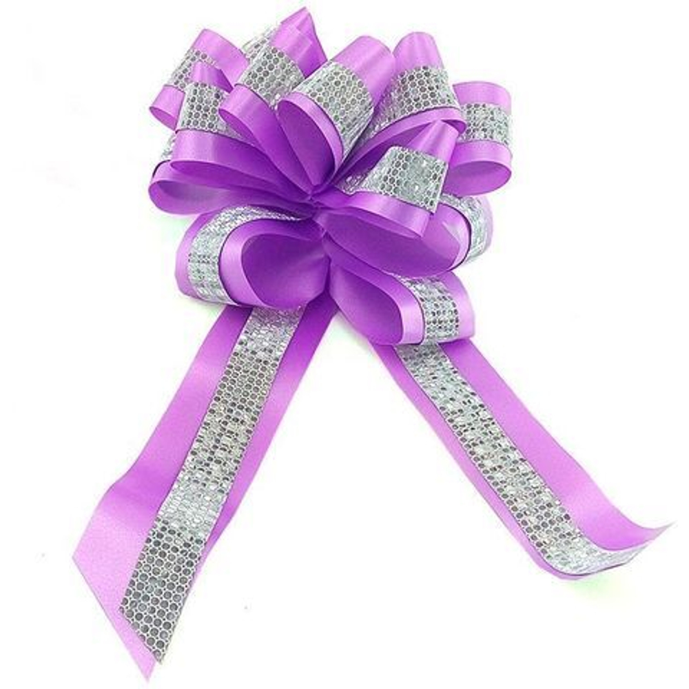 Бант-шар С глиттером Комбо, Сиреневый с серебром / 16см*4,5см