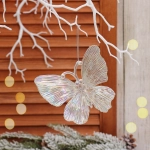 Подвеска «Сказочная бабочка» 10*11 см, Белый