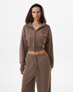 BROWN CROPPED HOODIE