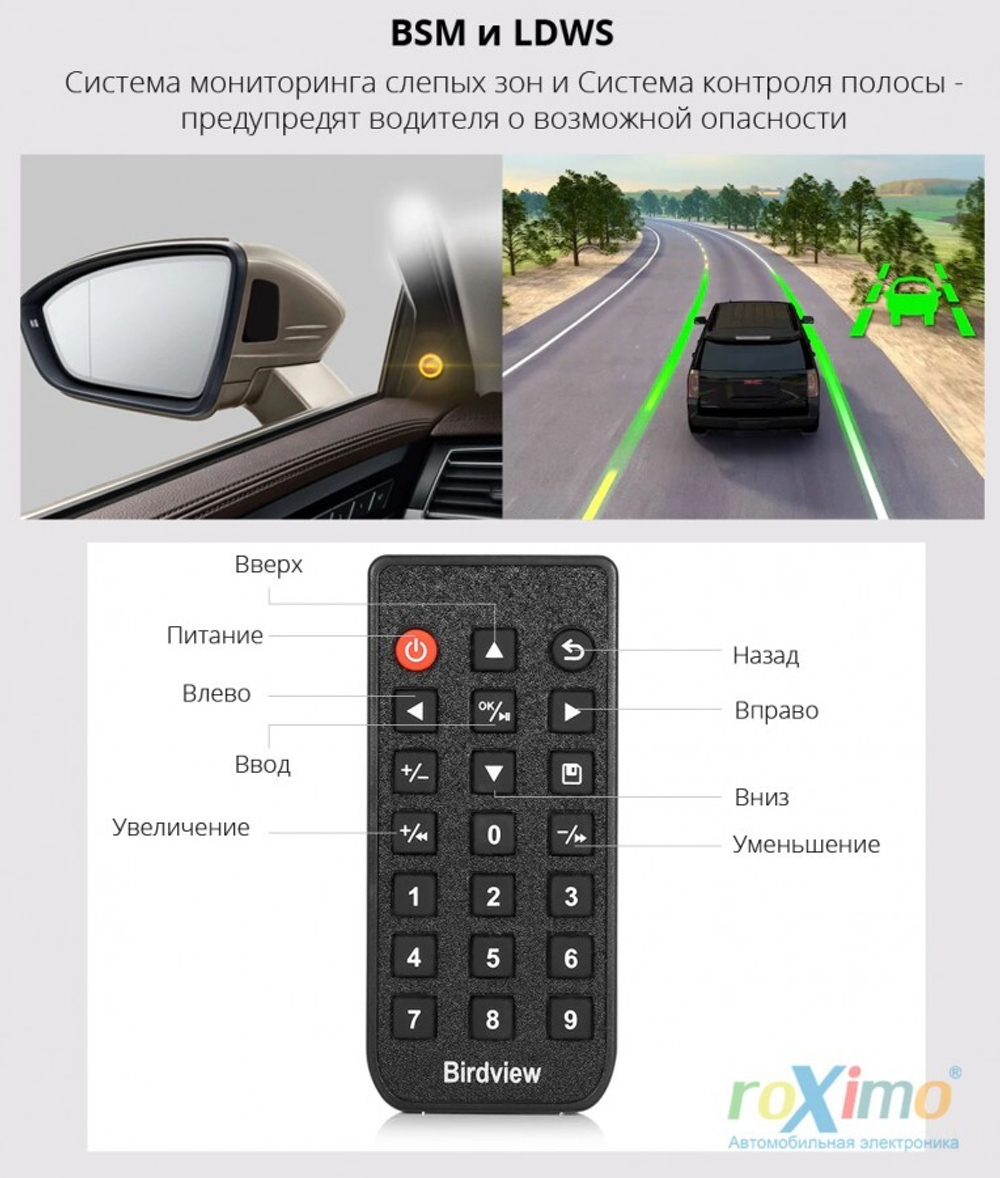 Система кругового обзора (4 камеры) 3D-отображение, с функцией записи видео с 4х камер в формате 1080p - Roximo RBV-003