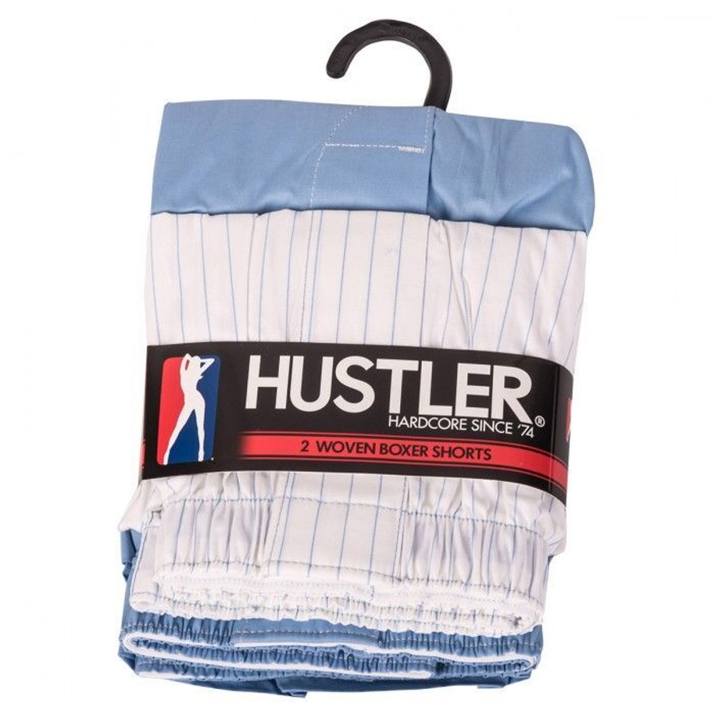 Комплект из 2 мужских трусов-шортов: голубых и белых в полоску (Размер: M) (Цвет: голубой с белым)