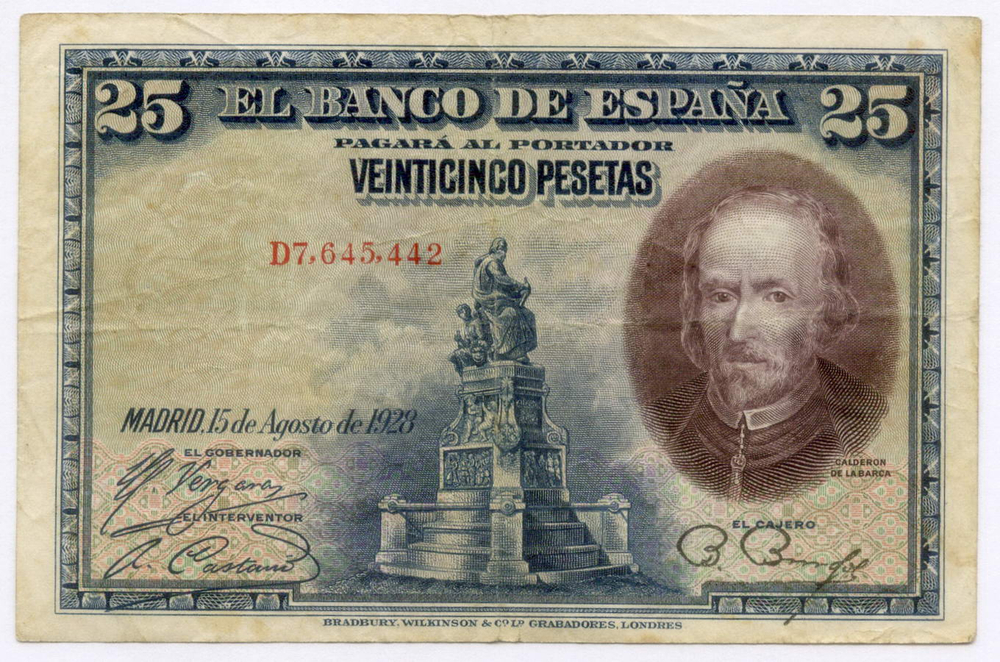 Банкноты Испания 25 и 50 песет 1928 год. VF