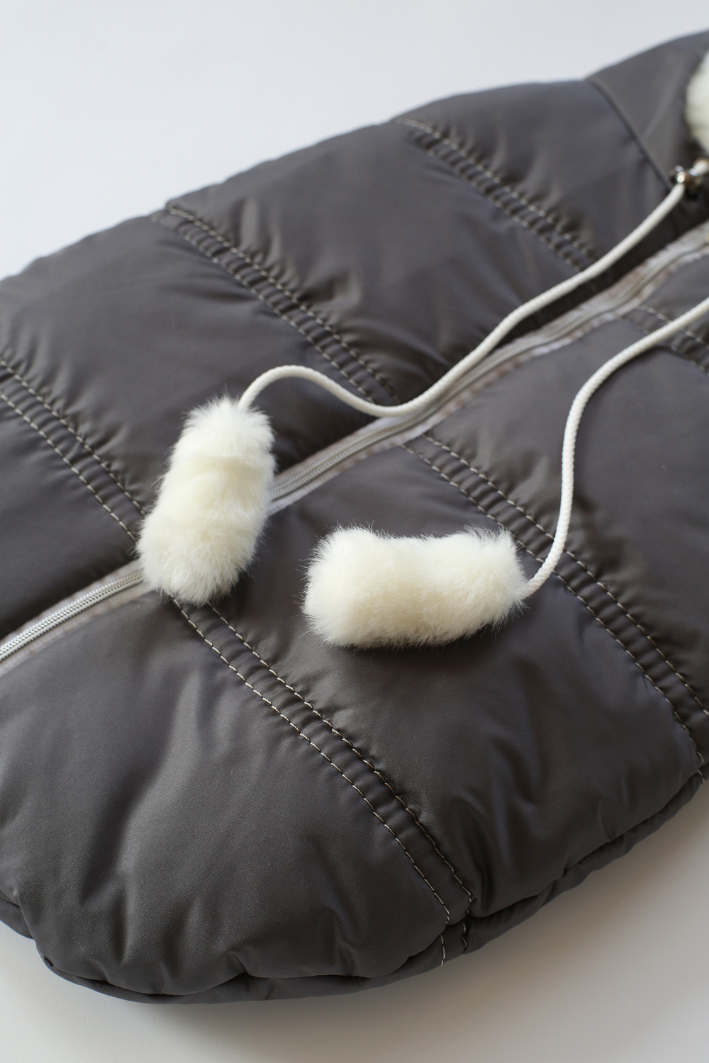 Конверт зимний для новорожденного - Норка (серый)