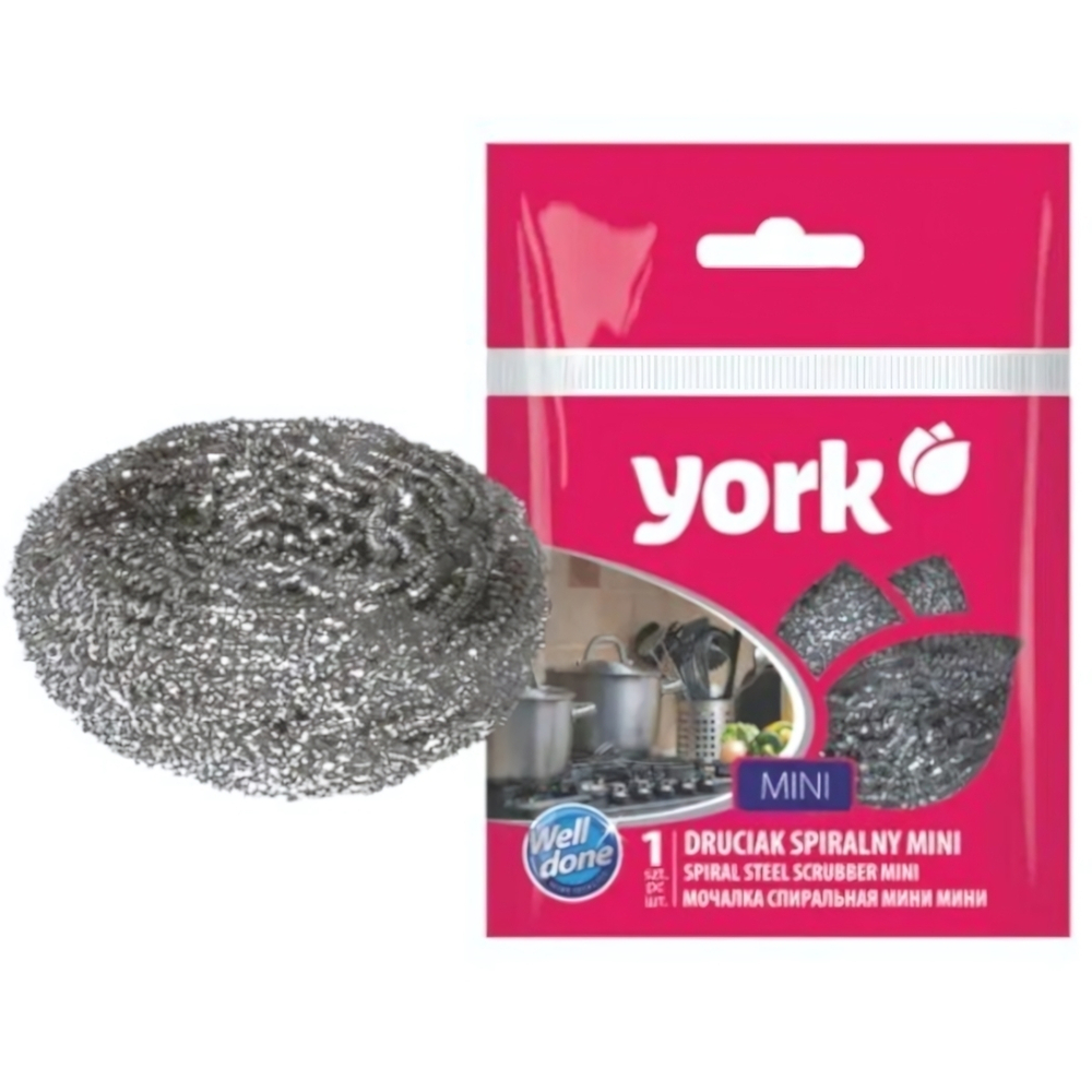 Губка спиральная стальная Мини 6*6*3,5см YORK
