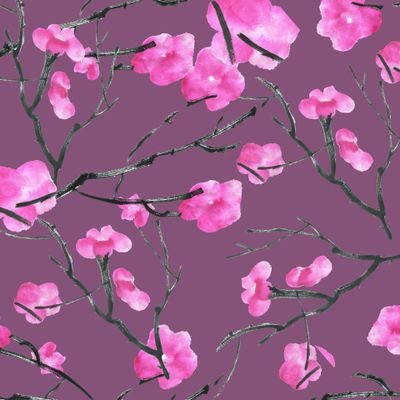 Ветки сакуры свежий стиль фиолетовый