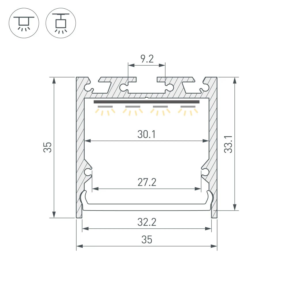 Профиль SL-LINE-3535-2000 ANOD (BY) (Arlight, Алюминий) 059794