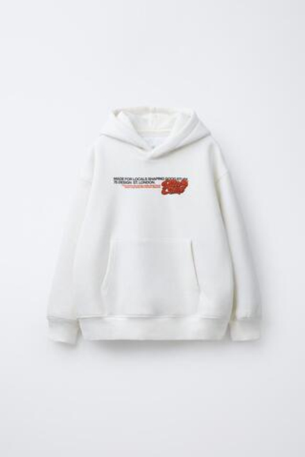 ZARA ХУДИ С НАДПИСЬЮ, ЭКРЮ