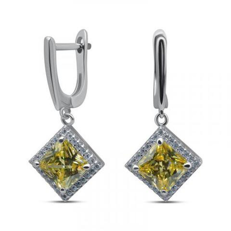 Серьги из серебра с фианитами