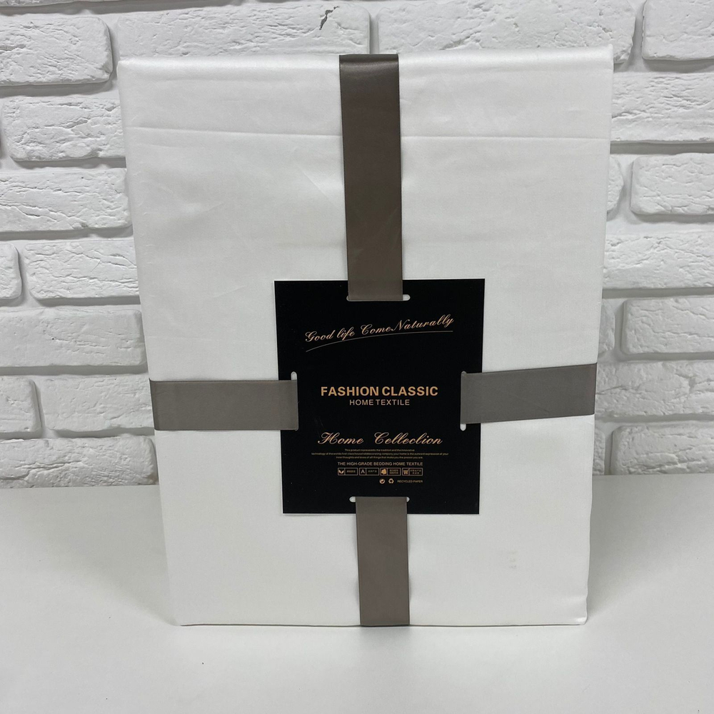 Комплект постельного белья ЕВРО 100% Сатин однотонный белый