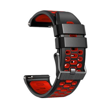 Ремешок двухцветный дышащий 24 мм для Suunto 9 Baro, Suunto 7, Suunto Spartan Sport силиконовый (Черный/красный)