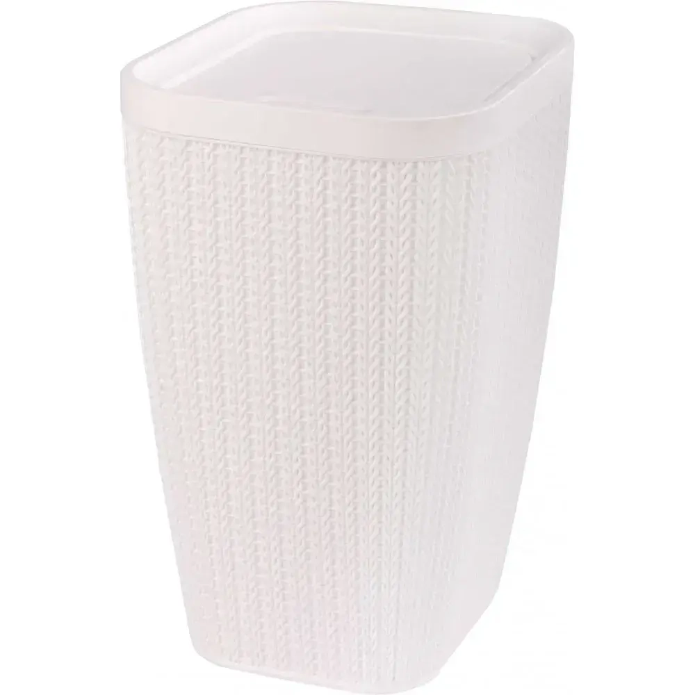 Контейнер д/мусора Вязаное плетение 10л (белый) (комплект 3 шт)