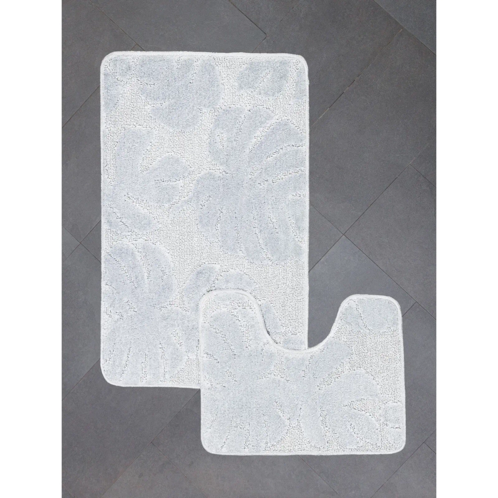 Комплект ковриков для ванной и туалета My Crystal серия Gold 50*60см, 60*100см светло-серый, папоротник