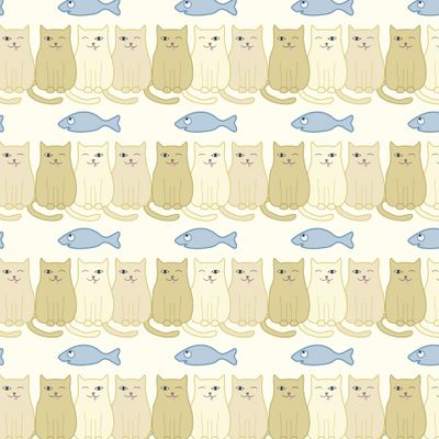 Много котиков и рыб бесшовный