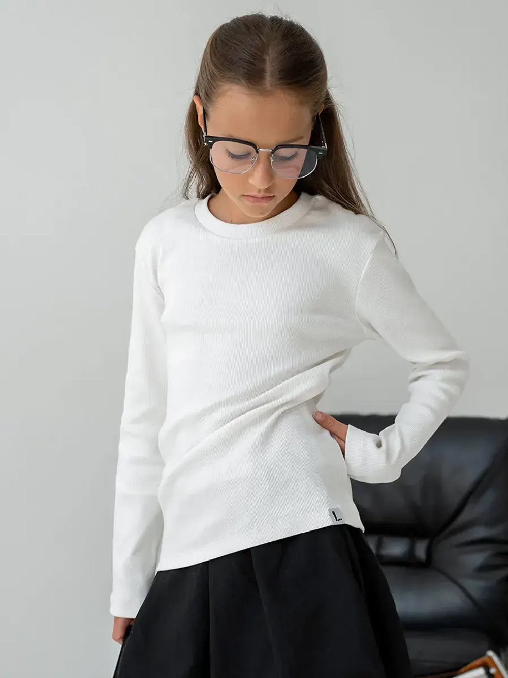 Белый лонгслив детский в школу