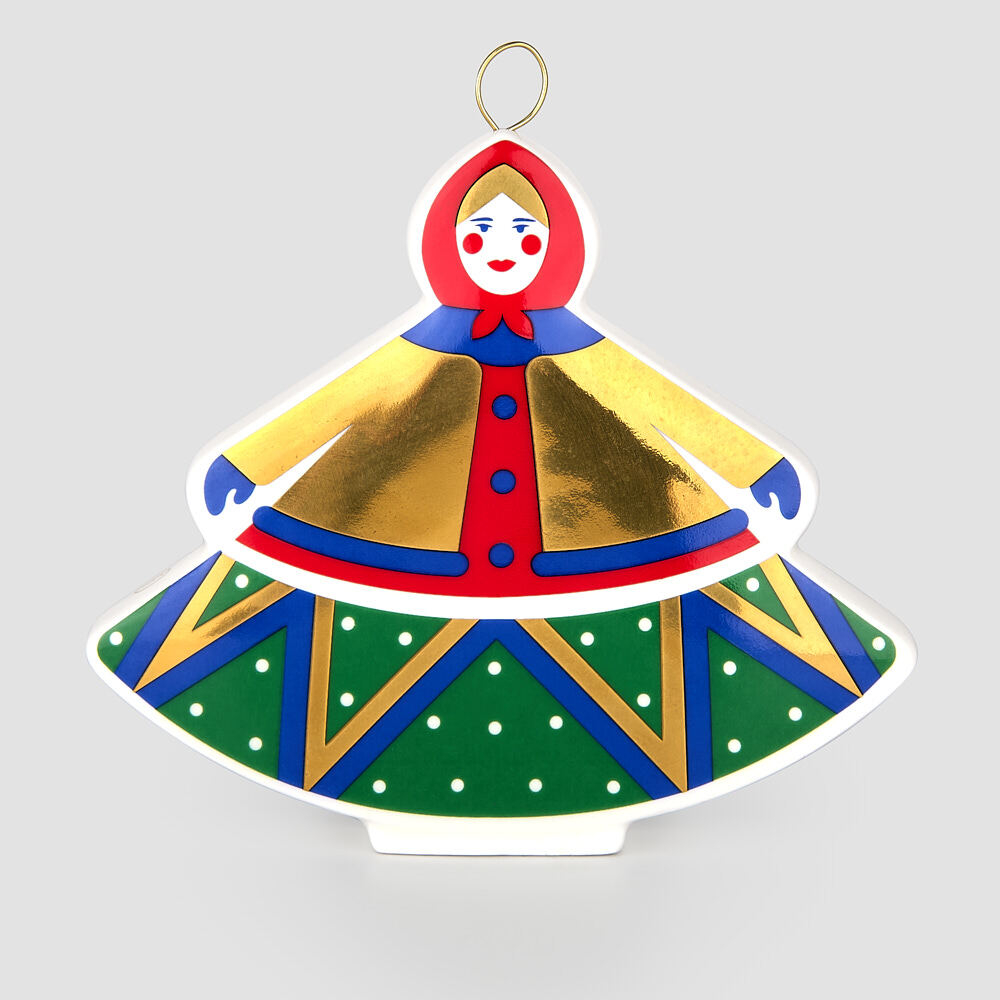 Елочная игрушка Farforite «Дама / Зимняя ярмарка» в подарочной коробке