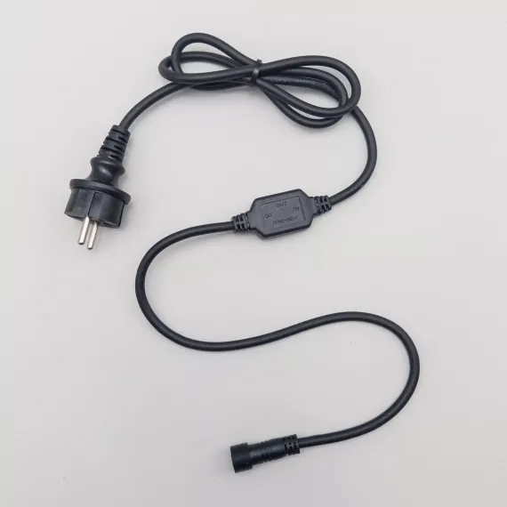Кабель питания 1,5 м. с выпрямителем для каучуковых и ПВХ нитей 220В., провод черный Каучук, IP65, LTC (LLC-1-3A)