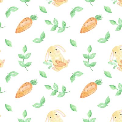 Рыжий милый кролик. Забавные зайчики с морковкой. Весенний пасхальный принт.