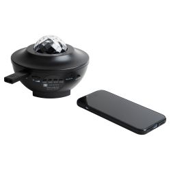 ULI-Q333 6W-RGBW BLACK Светодиодный светильник-проектор с Bluetooth. Проекция Звездное небо. Встроенный MP3 проигрыватель. 2 колонки. USB разъем. Пульт ДУ в-к. Черный. ТМ Volpe