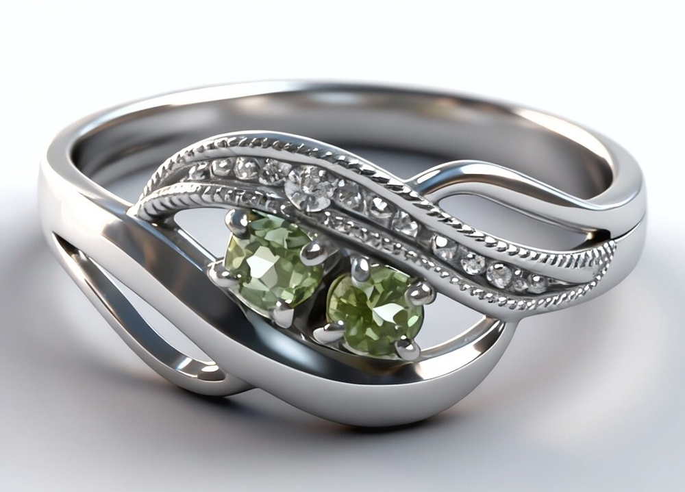 Ювелирное кольцо из серебра 925 пробы,вставка хризолит,фианиты,размер 19