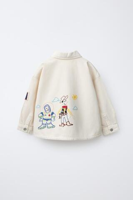 ZARA КУРТКА-РУБАШКА ИЗ САРЖИ С ВЫШИВКОЙ TOY STORY © DISNEY PIXAR ЭКРЮ