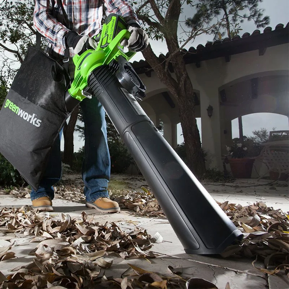 Greenworks GD40BVK6 40В воздуходув пылесос (1 x 6 Ач, ЗУ) 77.78 м/с 24227UF