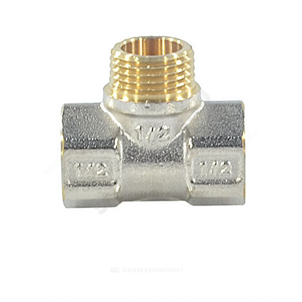 Тройник латунь никель Ду 15 (1/2") ВР/НР/ВР 9009 ГОСТ 32585-2013 Aquasfera 9009-01