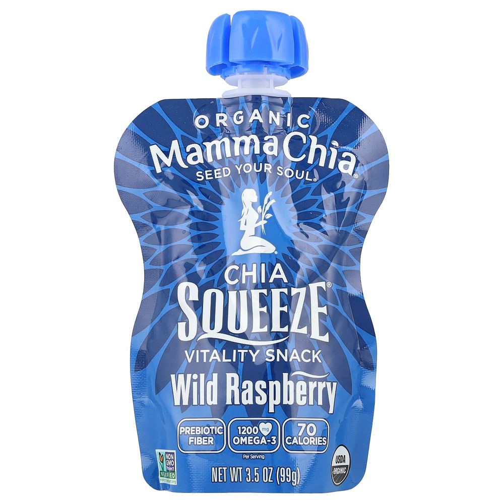 Mamma Chia, Organic Chia Squeeze, Vitality Snack, лесная малина, 8 порций, 99 г (3,5 унции)