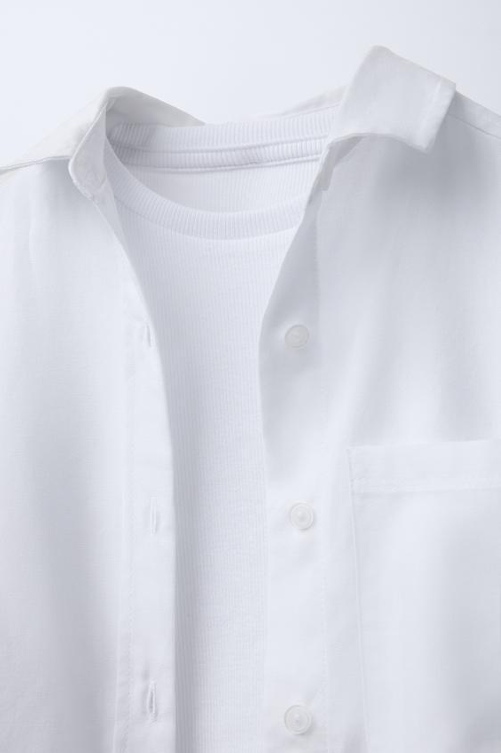 ZARA РУБАШКА ОКСФОРД И ФУТБОЛКА В РУБЧИК, БЕЛЫЙ