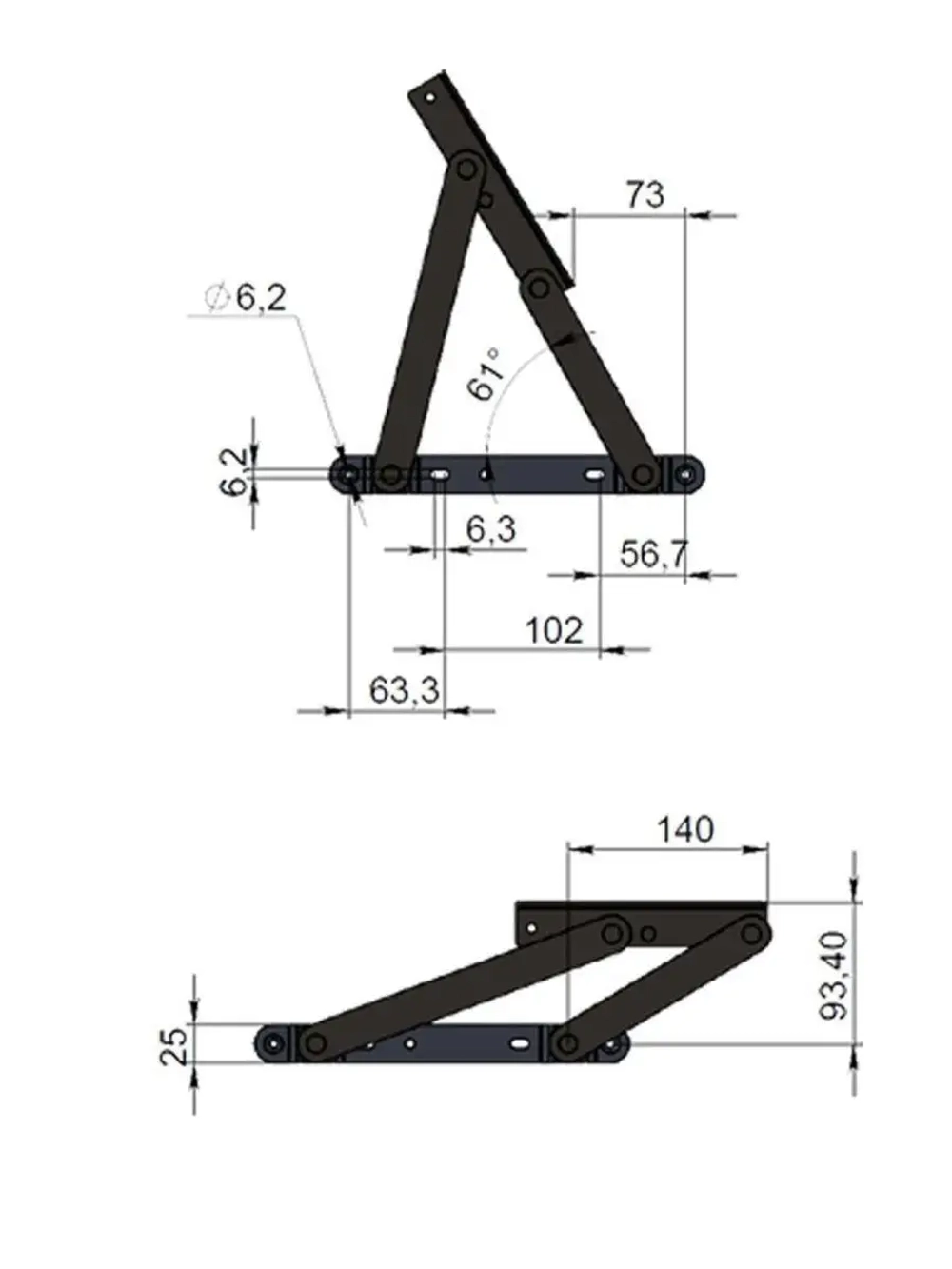 Механизм подъема тахты дивана Акос