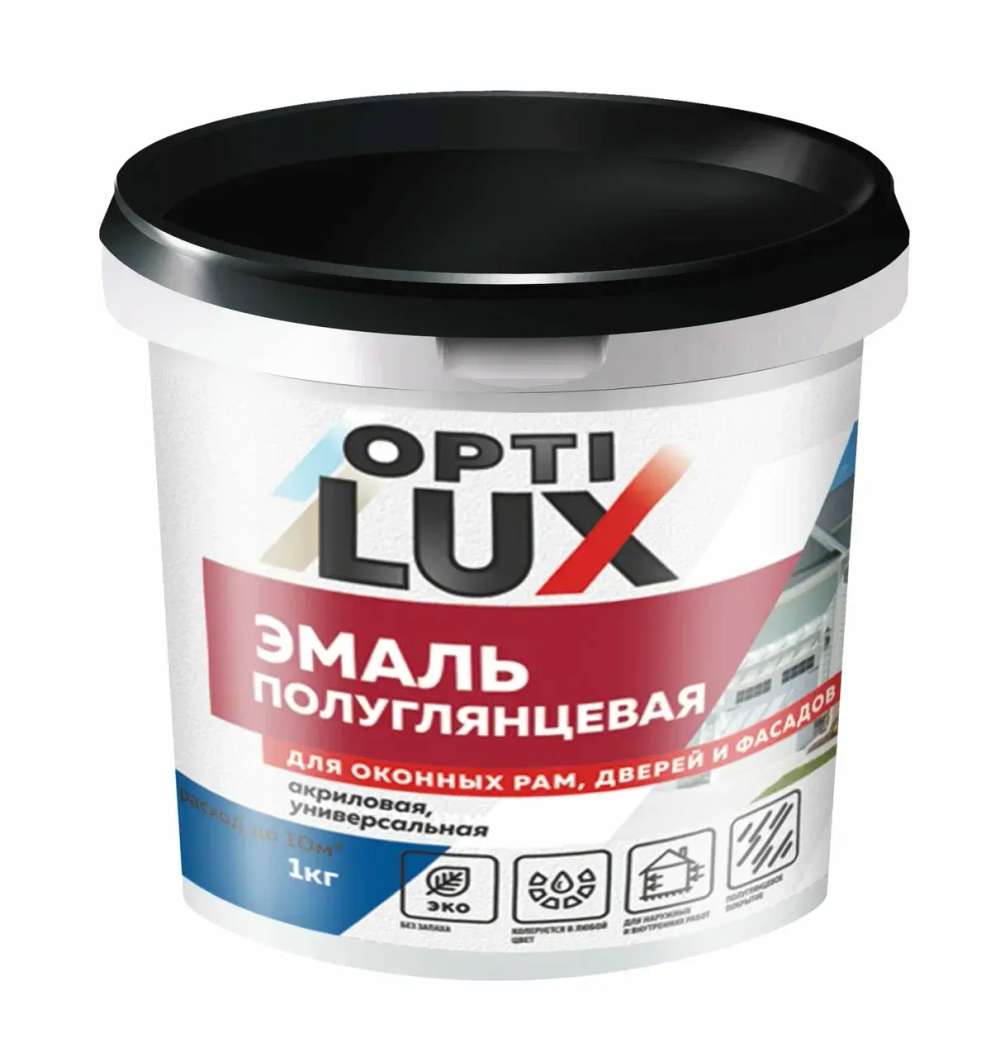 OPTILUX  Эмаль акриловая универсальная  Белая полуглянцевая 1кг (ИжСинтез)