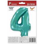 Шар (40"/102 см) Цифра, 4, Тиффани, в упаковке