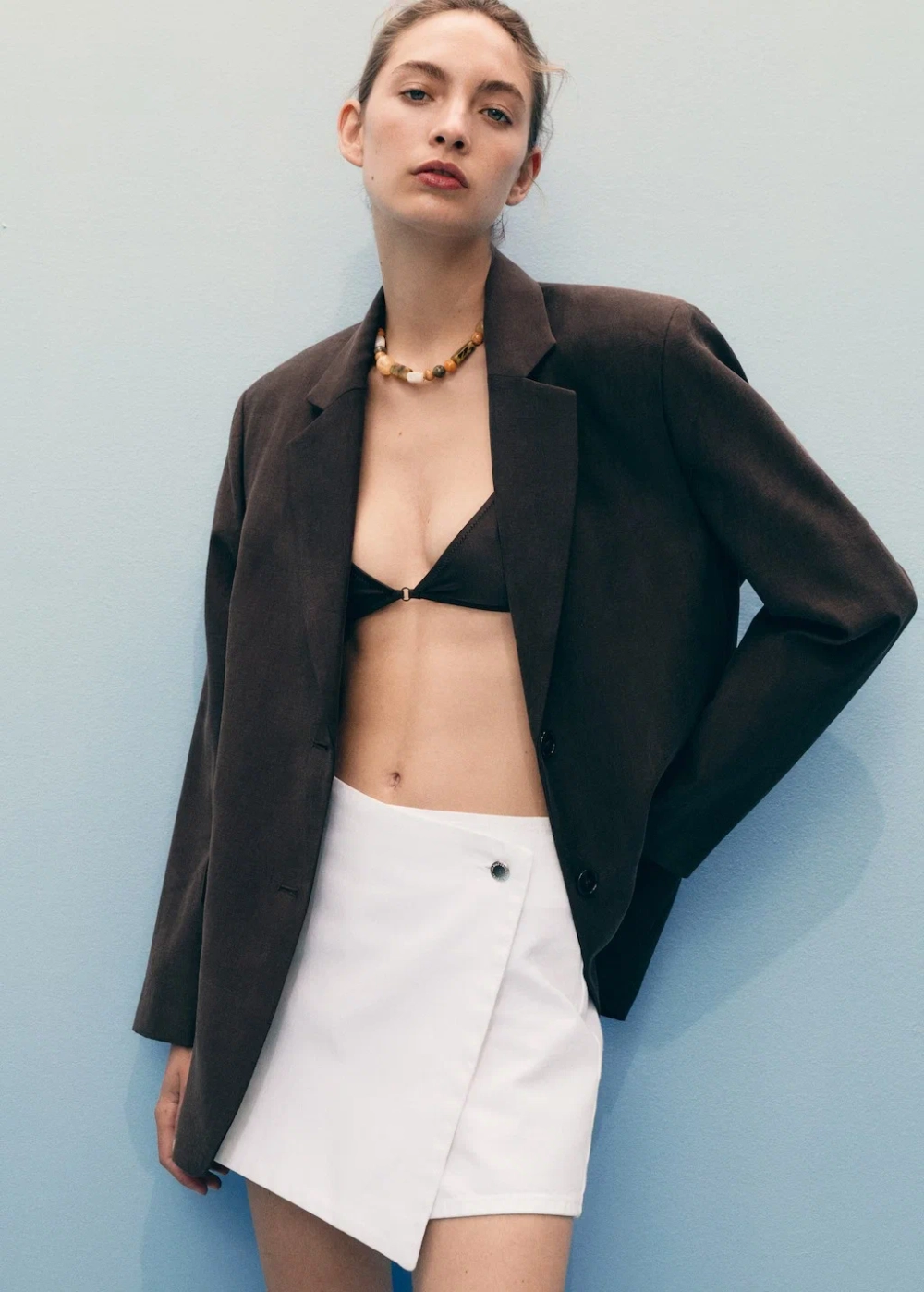 Джинсовая юбка-брюки на запахе