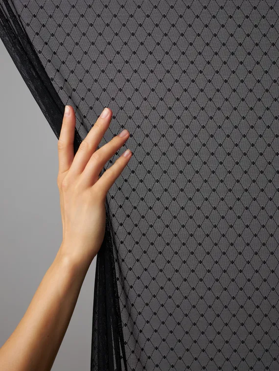 Сетка эластичная, франц. решетка, черный 170