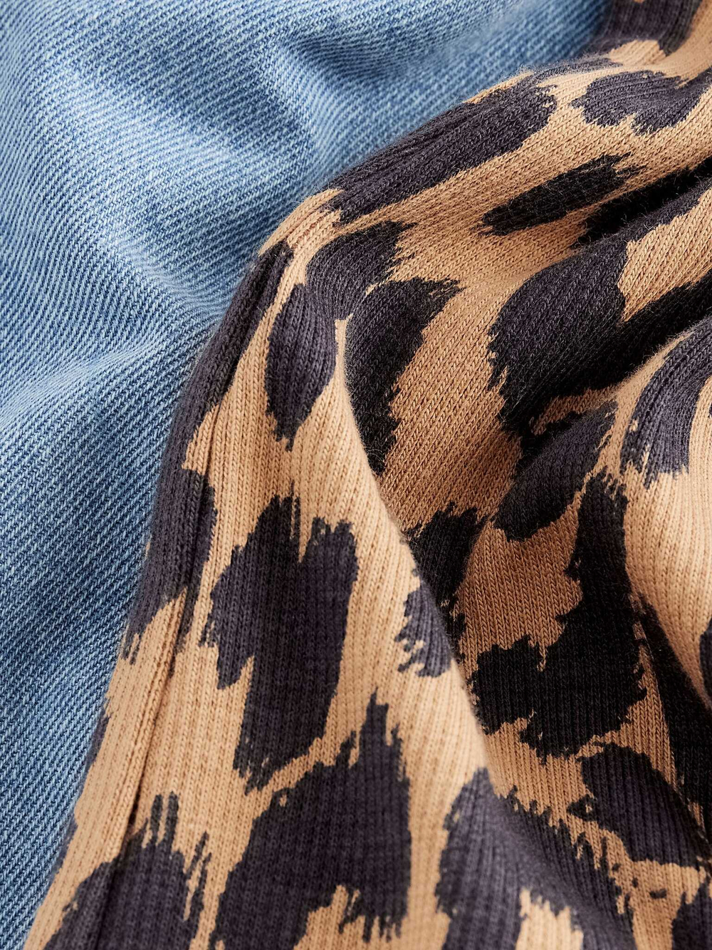 Рубашка джинсовая и легинсы-клеш в комплекте для девочки Next B21-979, Синий, Коричневый, Черный