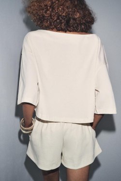 ZARA КОМБИНИРОВАННЫЕ ШОРТЫ, ЭКРЮ