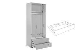 Шкаф двухдверный "Зефир" 108.01,(Белое дерево/пудра розовая(эмаль),