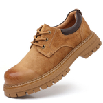 MINGYITU Split Pig Leather Work Boots Yellow