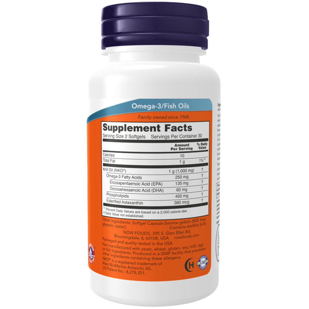 Now Foods Krill Oil 500 mg 60 softgels, Масло криля
