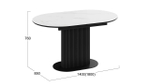 Стол кухонный обеденный раздвижной Черный муар/Керамика матовая белый мрамор 140(180)х85х76 см