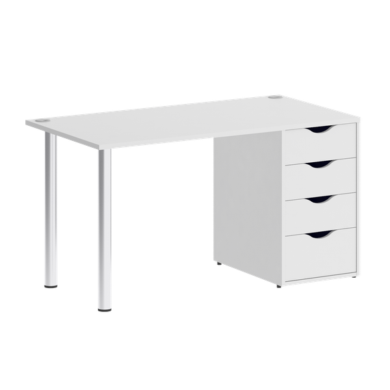 Home Office Стол письменный VR.SP-3-138.4 Белый Бриллиант/Хром 1380*720*750