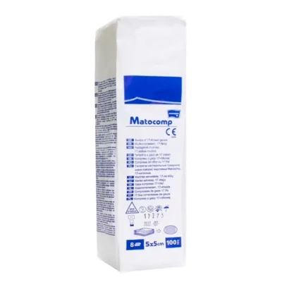 Салфетки марлевые нестерильные Matocomp в готовом виде 8 сложений 5х5 см 100 шт MR-101-A100-201