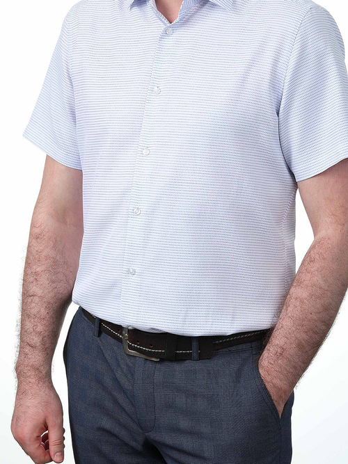 Сорочка мужская VESTER короткий рукав, большие размеры, цвет белый, в мелкий геометрический рисунок, хлопок/пэ