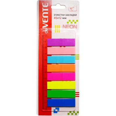 Закладки пластиковые 8цв*25л deVENTE 45*12мм 2011310