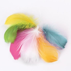 Перья декоративные "КАРНАВАЛЬНЫЕ", 5-8 см, 24 шт., (6 цветов, ПАСТЕЛЬ)