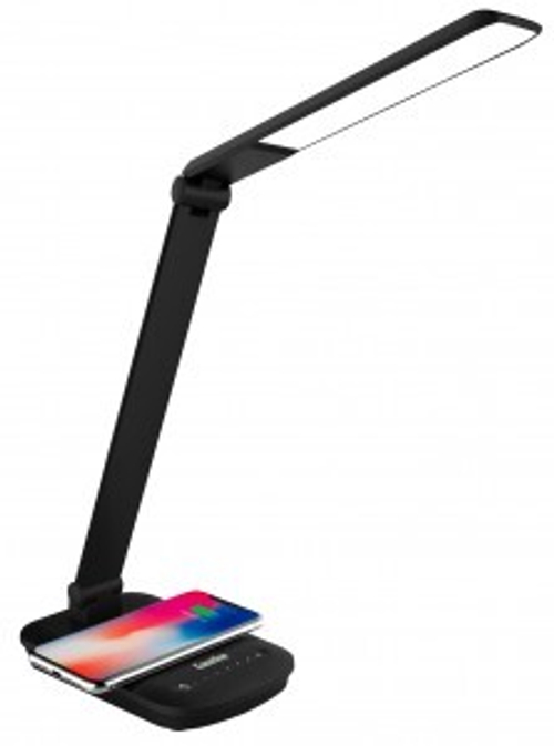 Camelion KD-825 C02 св-к св/д настольный 6W(380lm) 4500K сенсор/рег.ярк. 5реж., беспроводн.ЗУ черный