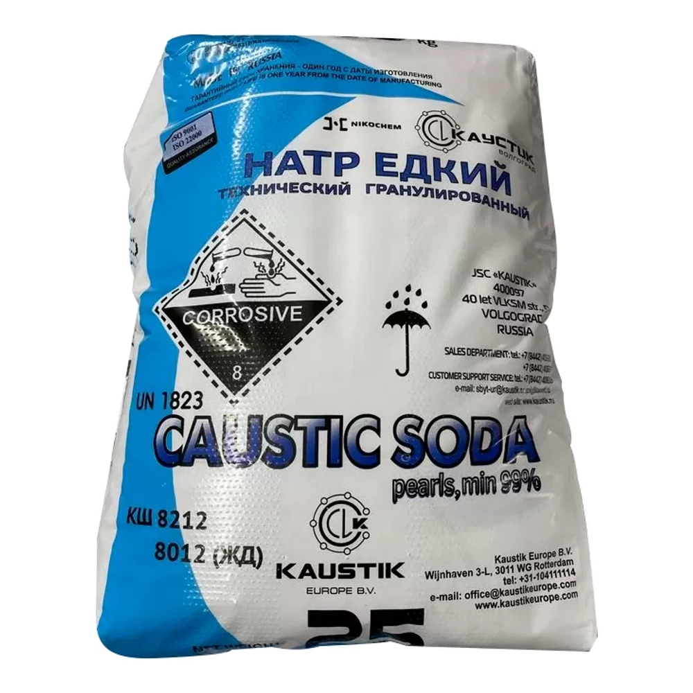 Натрий гидроокись гранулированный Каустик 25 кг